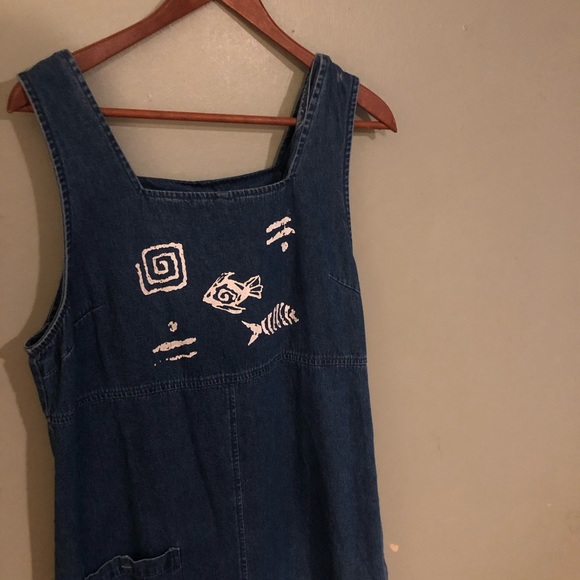 Funky Denim Tribal Overall Dress - Picture 3 of 4